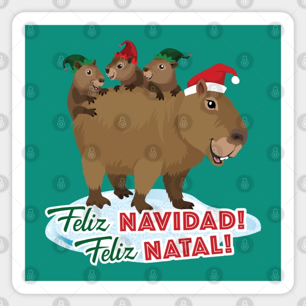 Capybara Family Holiday Sticker by Peppermint Narwhal